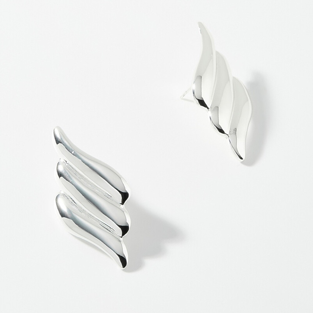 Anthropologie Silver Wing Earrings